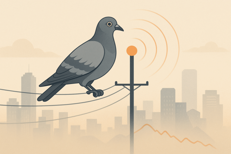 Due som ser ut over en by